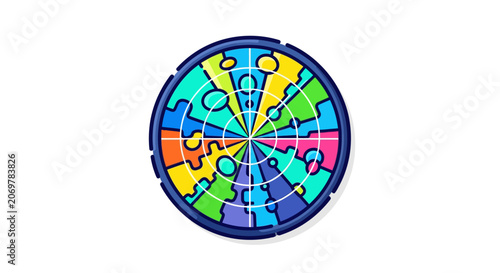 Colorful Puzzle Pieces Circle Game.