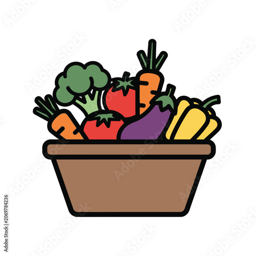 Vegetable Basket with Healthy Farm Fresh Food for Organic Diet