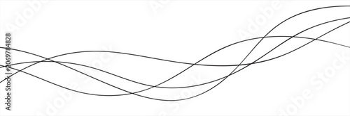 Canvastavla Thin line wavy abstract background. Vector illustration