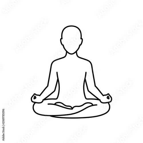 Yoga Person Icon in Lotus Pose for Mindfulness and Wellness Concepts