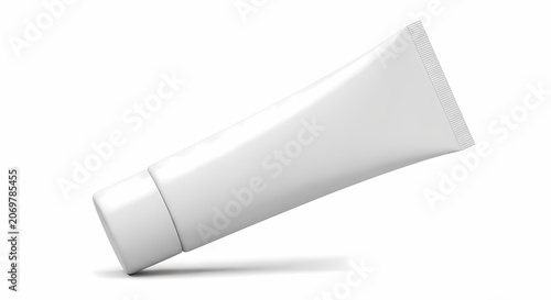 White Cosmetic Tube Mockup - Skincare Cream Packaging on White Background