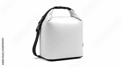 White Dry Bag Roll Top Backpack, Waterproof Outdoor Gear, Isolated