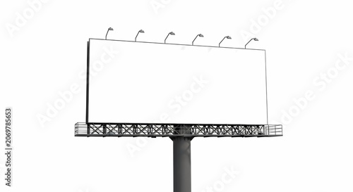 Blank Billboard Template on White Background - Outdoor Advertising Space