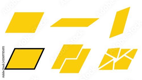 Collection of various yellow parallelogram shapes