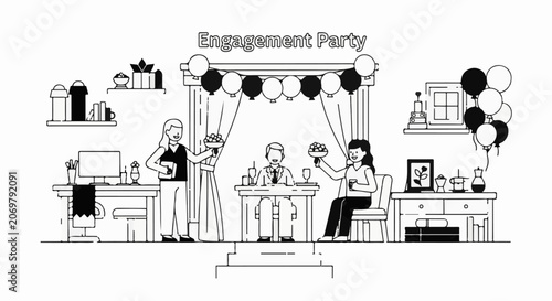 Engagement Party Celebration with Friends.