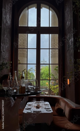 Canvas Print the interior of Le Grand Café in Paris, renowned for its restoration by designer Joseph Dirand