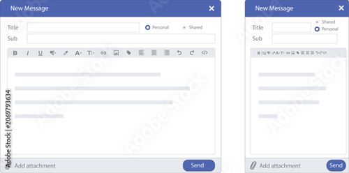 Photos Email page mobile, email page ui Compose Window Interface Design vector design
