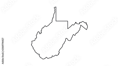 Bild auf Leinwand West virginia state map outline minimalist continuous line drawing