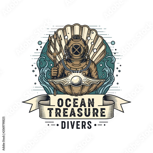 Foto Ocean Treasure Divers deep sea diver logo.