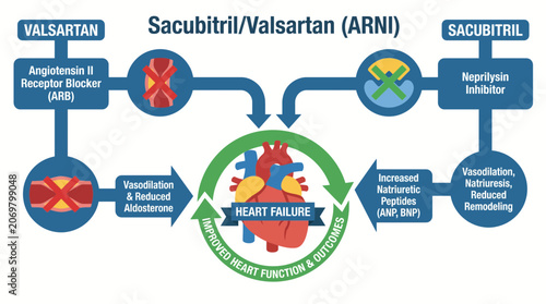 Valokuva Sacubitril Valsartan ARNI Mechanism Heart Failure Diagram