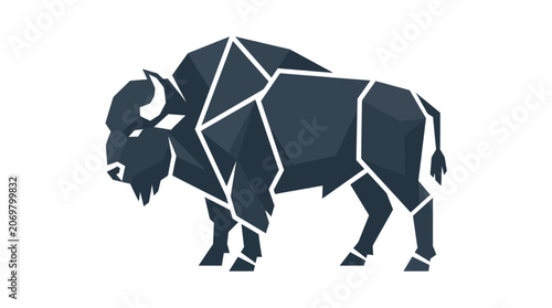 Geometric Bison Illustration: Modern Polygonal Animal Art