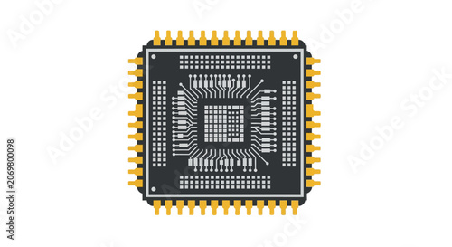 Microchip electronic component close up.
