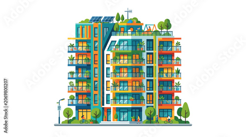 Modern apartment building exterior architecture.