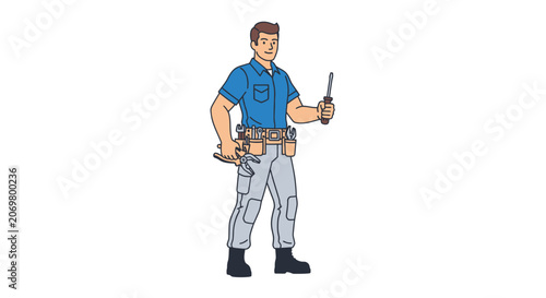 Man holding tools in hands standing.