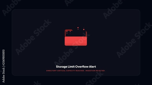 Storage Limit Overflow Alert Animation with Red Full Folder on Dark Background