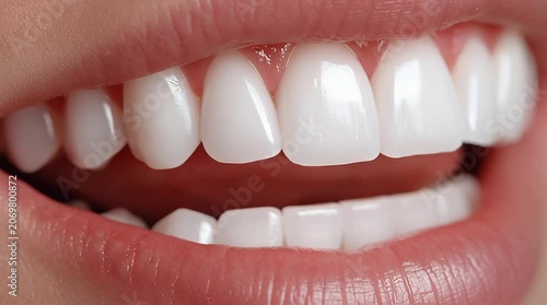 Extreme Close Up of Healthy White Teeth After Dental Scaling Treatment