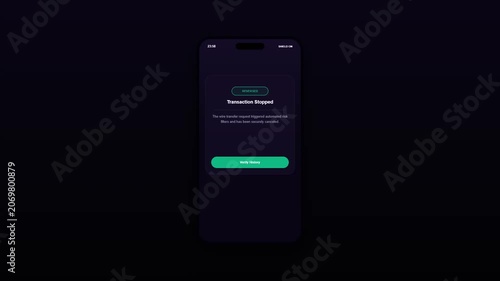 Cybersecurity Mobile Application Screen Animation Preventing Unauthorized Financial Wire Transfer