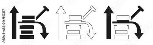 Fotografie Fragile package handling symbols three variations of glass breakability warning