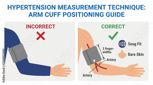 Bild auf Leinwand Hypertension Measurement Technique Arm Cuff Positioning Guide