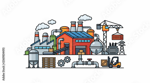 Industrial factory with machinery equipment.