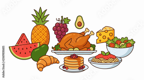 Colorful illustration of various foods (2)