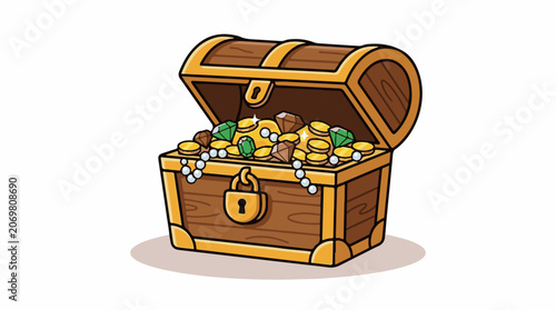 Treasure chest filled with gold coins.
