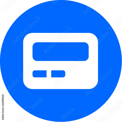 Fotografie Pager icon on bold blue circle badge for pager beeper message device retro old t