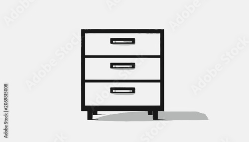 Modern minimalist three drawer dresser.