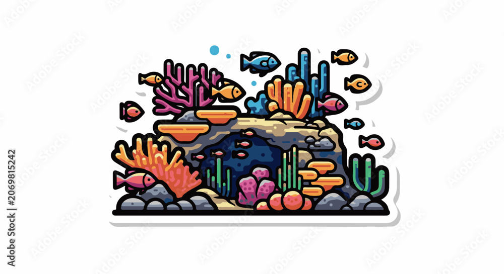 Obraz premium Colorful coral reef with fish.