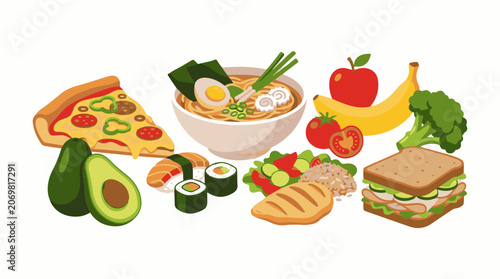A colorful illustration of various foods (34)