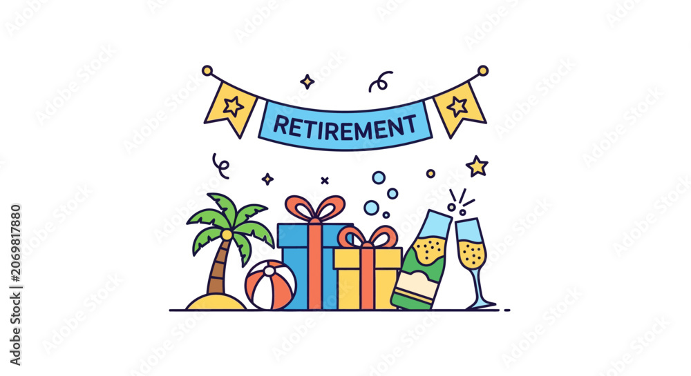 Fototapeta premium Retirement Celebration Party Gift Box.