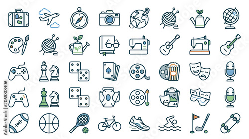 Konstfotografi Comprehensive collection of hobby and activity line icons