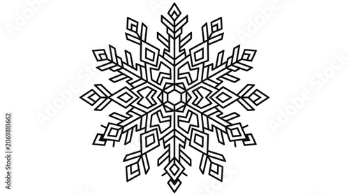 Geometric snowflake with intricate line art patterns