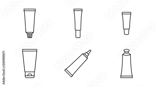 Set of cosmetic and medical tube packaging icons