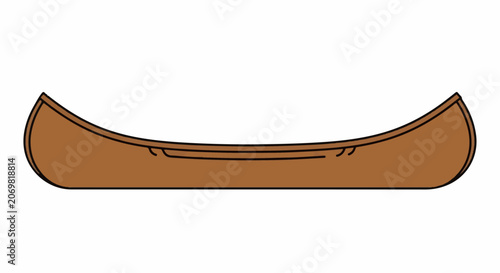 A simple cartoon illustration of a brown canoe