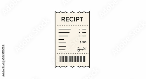 A simple digital illustration of a beige receipt with a black outline and text