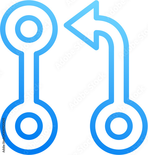 Fotografia Git pull request icon with blue gradient stroke outline for git pull request rev