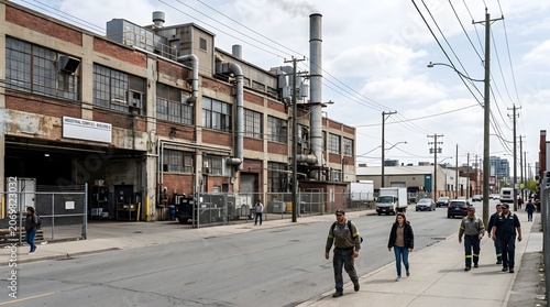 Industrial Complex Building C Street Scene with Workers