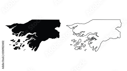 Africa Continent Silhouette Black And White Line Art