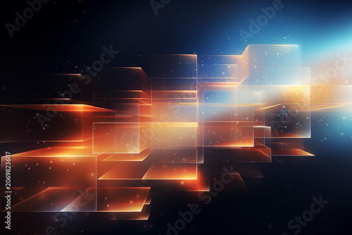 Abstract quantum-inspired technology background with a subtle glow.