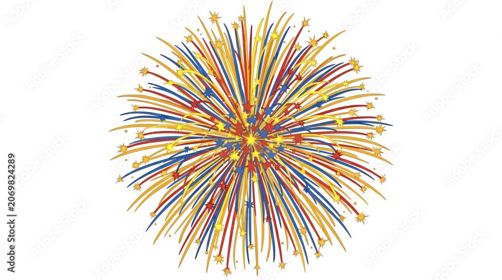 Obraz premium Colorful firework explosion, vibrant sparks, festive celebration, party decoration isolated on White Background