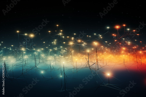 An abstract virtual network space featuring soft depth and a modern look.