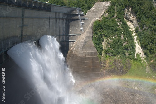 Dam water discharge in summer, Japan