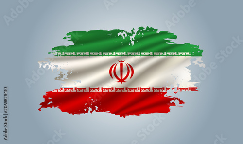 Iran flag made in brush stroke background. Dynamic design in the form of a brush stroke.