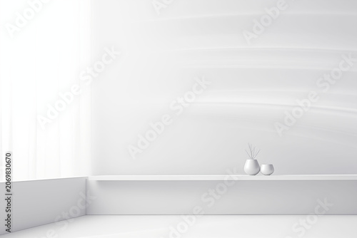 A clean white background with subtle, translucent gradient shadows.