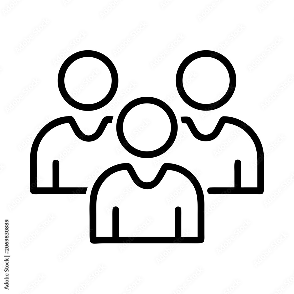 Fototapeta premium Three people silhouette icon group - Simple black and white vector icon showing three stylized people grouped together.