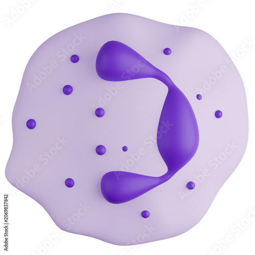 Neutrophil White Blood Cell with Segmented Nucleus and Granules 3D Illustration.