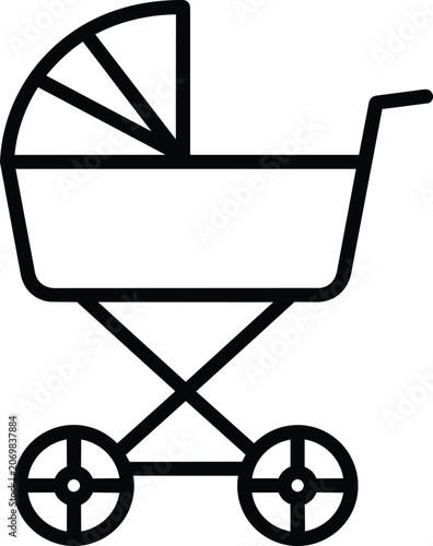 baby stroller icon vector illustration on black and white background