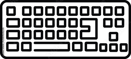 Seamless black and white geometric pattern of keys and icons for web and digital wallpaper design