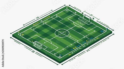 Fotografie 3D Soccer Pitch Field Diagram.